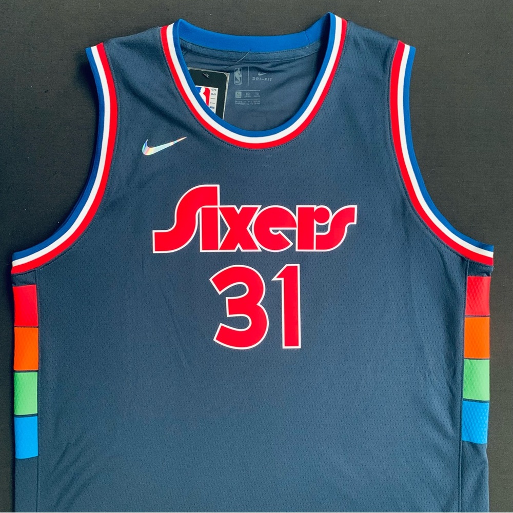 NWT Nike Seth Curry Philadelphia 76ers #31 City Jersey 75 Diamond Logo Youth XL